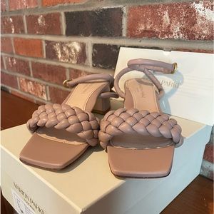 Marion Parke Iris Braided Napa Ankle-Strap Sandals